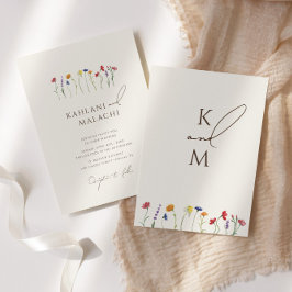 Invitación Boda moderno con flores silvestres coloridas y vib