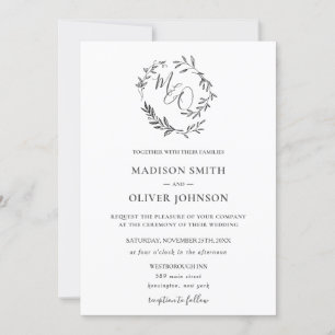 Invitación Boda moderno con riela de monograma minimalista