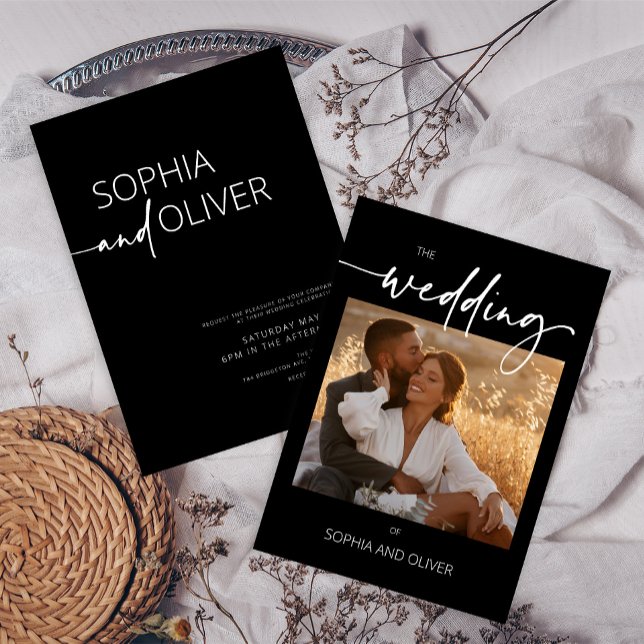 Invitación Boda moderno contemporáneo negro y blanco (Subido por el creador)