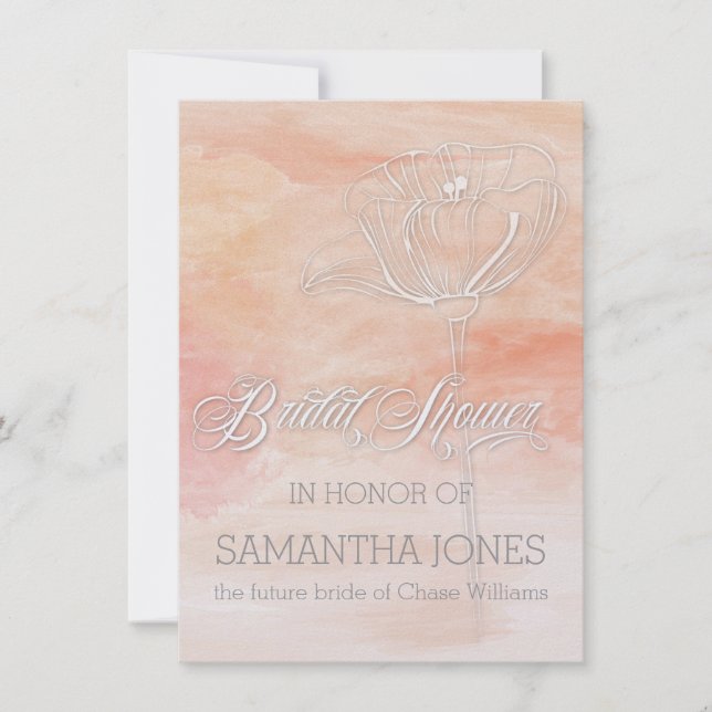 INVITACIÓN BODA MODERNO CORAL WATERCOLOR (Anverso)
