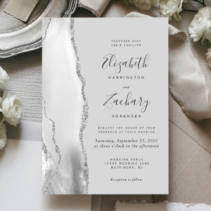 Invitación Boda moderno de ácidos de plata gris claro