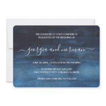 Boda moderno de acuarela azul de la marina