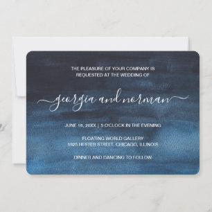 Invitación Boda moderno de acuarela azul de la marina
