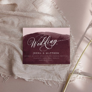 Invitación Boda moderno de acuarela de borgoña Wash