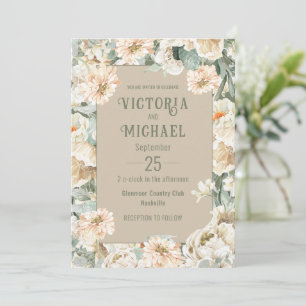 Invitación Boda moderno de acuarela floral verde