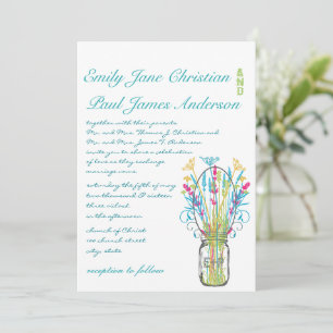 Invitación Boda moderno de animaciones amarillas de Mason Jar