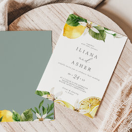 Invitación Boda moderno de apilamiento de flores Casual Lemon