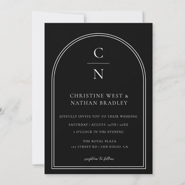 Invitación Boda moderno de arco monograma (Anverso)