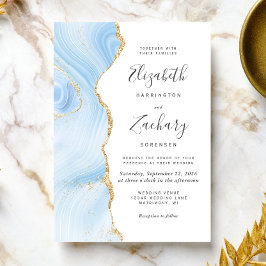 Invitación Boda moderno de Baby Blue Gold Agate