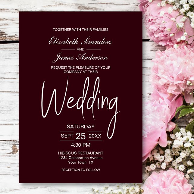 Invitación Boda moderno de Borgoña (Subido por el creador)