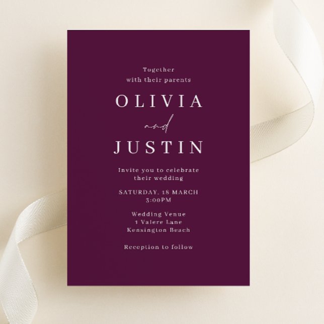 Invitación Boda moderno de Borgoña (Subido por el creador)
