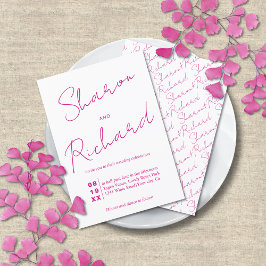 Invitación Boda moderno de caligrafía de escritura magenta ro