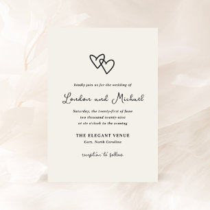 Invitación Boda moderno de cardíacas dibujadas a mano