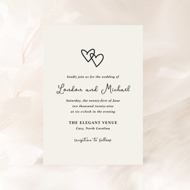 Invitación Boda moderno de cardíacas dibujadas a mano (Subido por el creador)