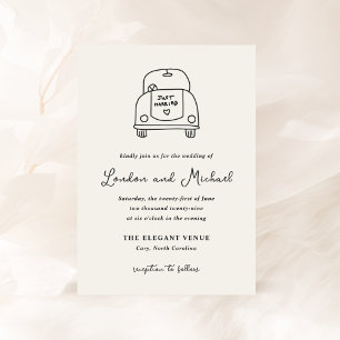 Invitación Boda moderno de carros dibujados a mano