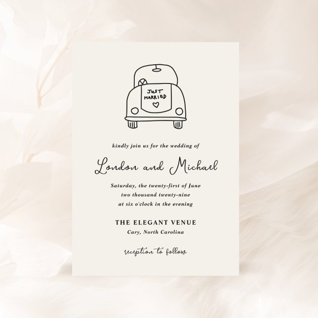 Invitación Boda moderno de carros dibujados a mano (Subido por el creador)