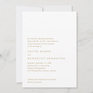 Invitación Boda moderno de código QR de oro minimalista