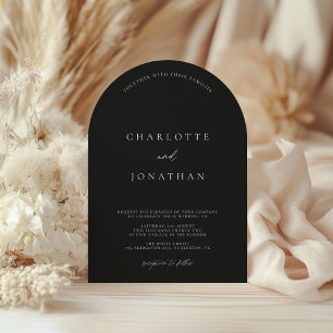 Invitación Boda moderno de código QR Minimalista negro