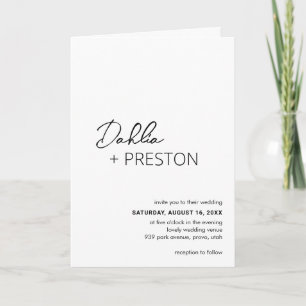Invitación Boda moderno de código QR mínimo en blanco y negro