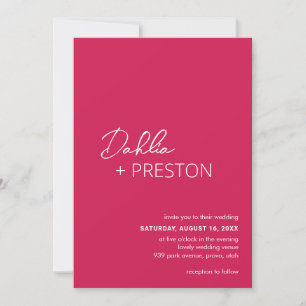 Invitación Boda moderno de código QR mínimo en rosa caliente