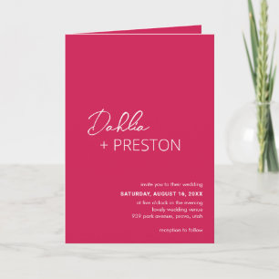 Invitación Boda moderno de código QR mínimo en rosa caliente