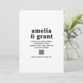 Invitación Boda moderno de código QR negro y blanco de tipo r