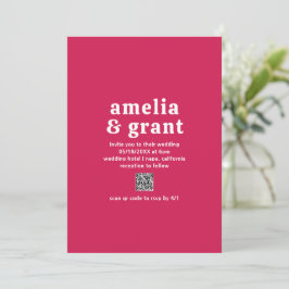 Invitación Boda moderno de código QR rosa cálido de fuente re