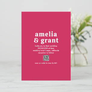 Invitación Boda moderno de código QR rosa cálido de fuente re