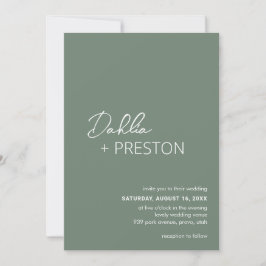 Invitación Boda moderno de código QR verde mínimo de sabio