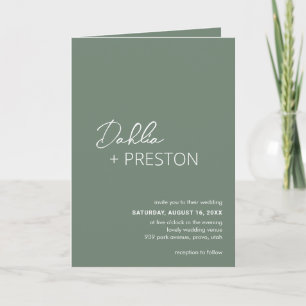 Invitación Boda moderno de código QR verde mínimo de sabio