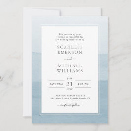 Invitación Boda moderno de color azul turbio