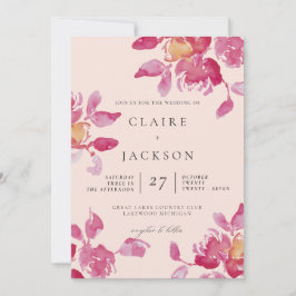 Invitación Boda moderno de color de agua Rosa de Rubor
