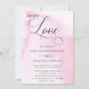 Invitación *~* Boda moderno de color de agua rosado de Rubor