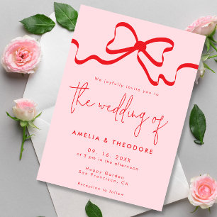 Invitación Boda moderno de color rosa rojo negro