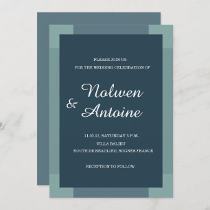 Invitación Boda moderno de color turquesa azul marino