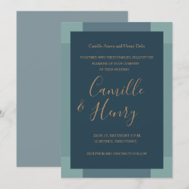 Invitación Boda moderno de color turquesa azul marino