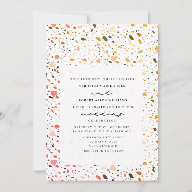 Invitación Boda moderno de Desert Terrazzo (Anverso)