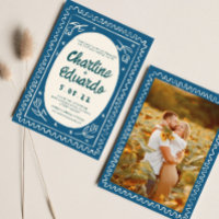 Boda moderno de escritura a mano con onda azul