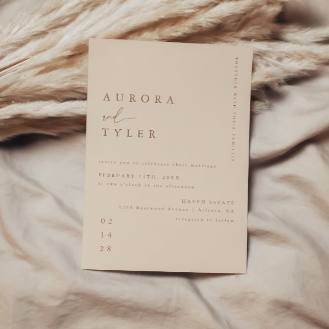 Invitación Boda moderno de escritura beige (Subido por el creador)