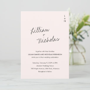 Invitación Boda moderno de escritura rosa contemporánea
