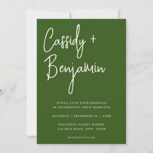 Invitación Boda moderno de escritura verde forestal Minimalis