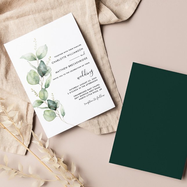 Invitación Boda moderno de eucalipto Greenery (Eucalyptus Wedding Invitation)