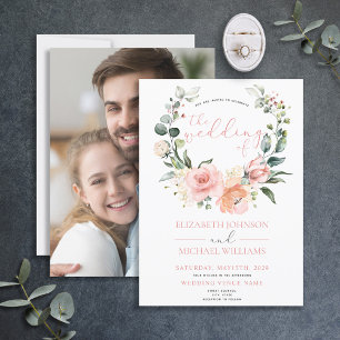 Invitación Boda moderno de flores rosadas de flores rosadas