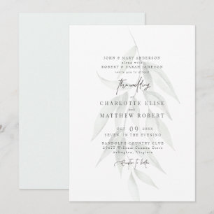 Invitación Boda moderno de follaje silencioso de salvia liger