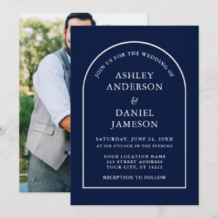 Invitación Boda moderno de fotografía Arch Blue