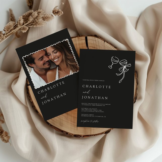 Invitación Boda moderno de fotografía con escrúpulos de mano (Subido por el creador)