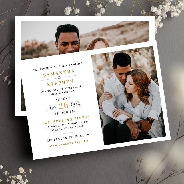 Invitación Boda moderno de fotografía de champagne Gold (Subido por el creador)