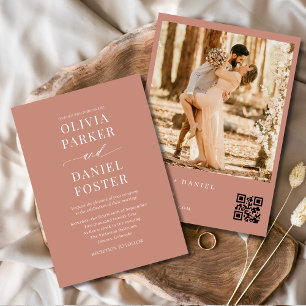 Invitación Boda moderno de fotografía de código QR de Boho Te