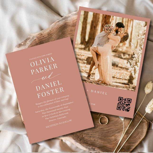 Invitación Boda moderno de fotografía de código QR de Boho Te (Subido por el creador)