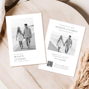 Invitación Boda moderno de fotos de código QR de Boho blanco 